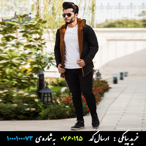 هودی مردانه لبه خز مدل valentino