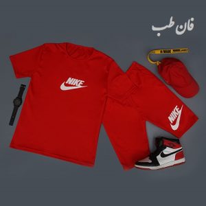 ست تیشرت شلوارک NIKE قرمزمردانه مدل Sarox