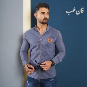 پیراهن مردانه طوسی تیره مدل Gabi