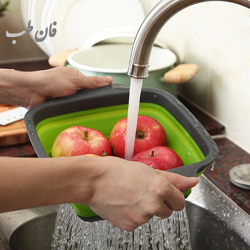 سبد آبکشی و شستشوی میوه و سبزیجات سیلیکونی مربعی