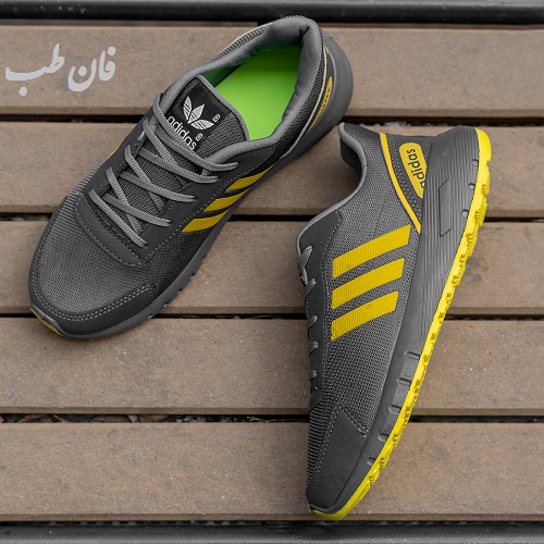 کفش ورزشی Adidas مردانه طوسی زرد مدل Matikan