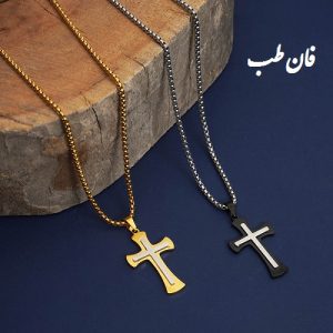 گردنبند صلیب مدل Salib-S رنگ نقره ای و طلایی