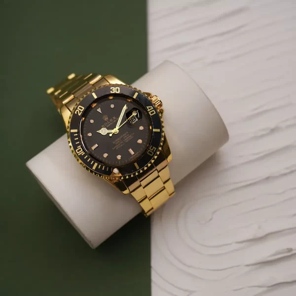 ساعت رولکس طلایی صفحه مشکی مردانه مدل 435