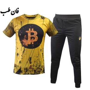 ست تیشرت شلوار زرد مردانه مدل Bitcoin