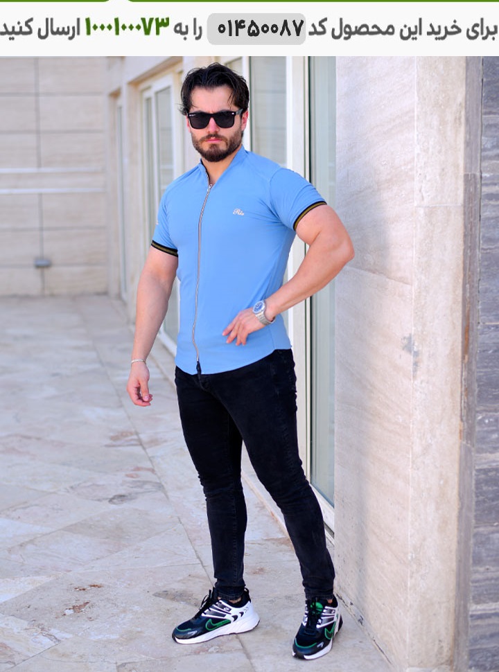 پیراهن مردانه آدیداس مدل سوپرکس آستین کوتاه رنگ آبی پیراهن نیم استین مردانه مدل Soprx( ابی) کد6324