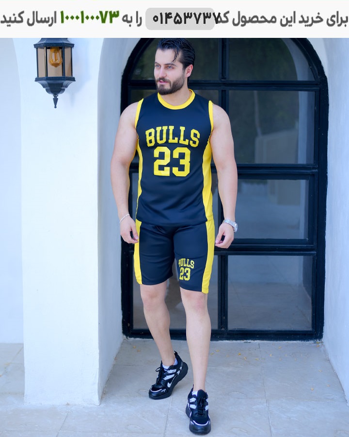 عکس محصول تاپ شلوارک مردانه مدل Bulls (مشکی زرد) کد 6341